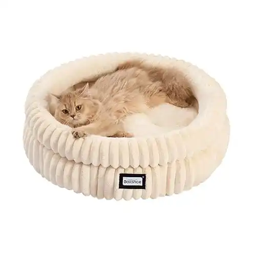 Balance Cat & Kitten Plush Round Bed